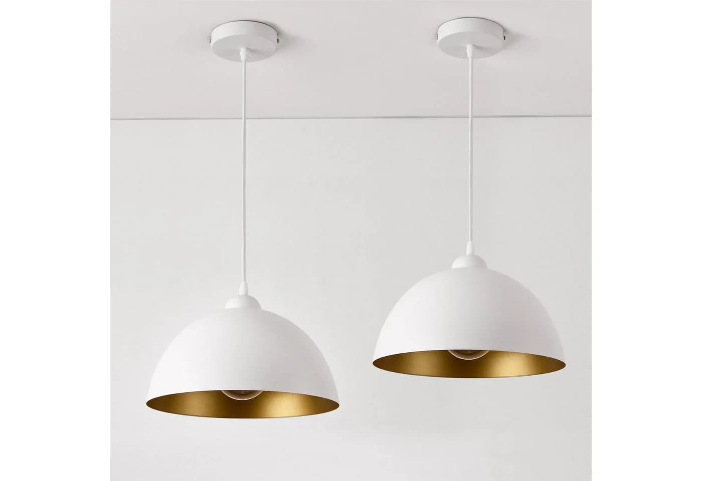 lux.pro Hängeleuchte 2er Set Weiß Gold Metall