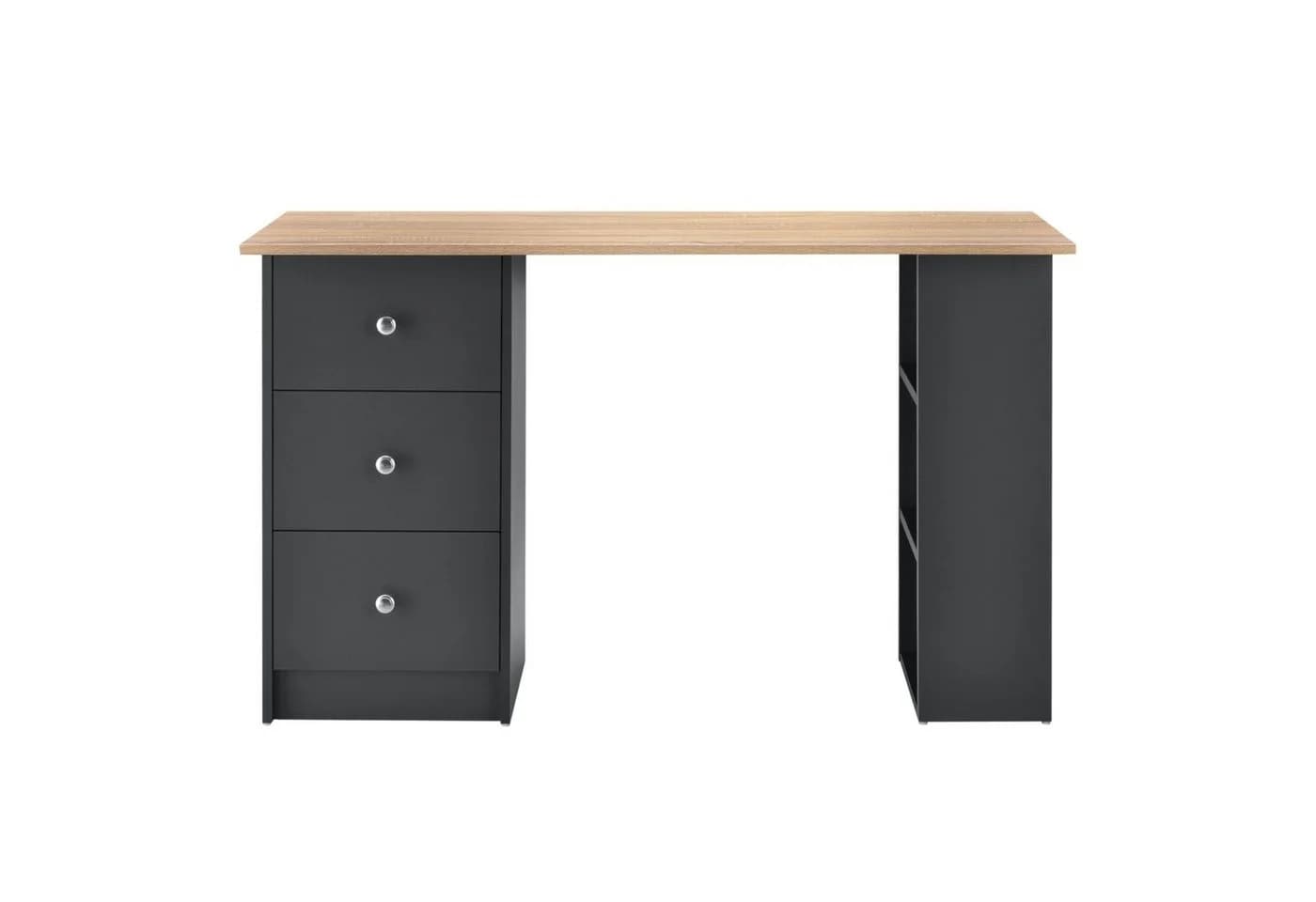 en.casa Schreibtisch Lemberg mit Schubladen und Ablagen Dunkelgrau/Holz - Bild 5