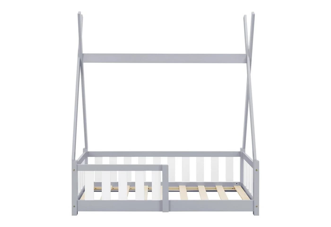 en.casa Kinderbett Helsingborg Kiefernholz 70x140 cm Hellgrau - Bild 5