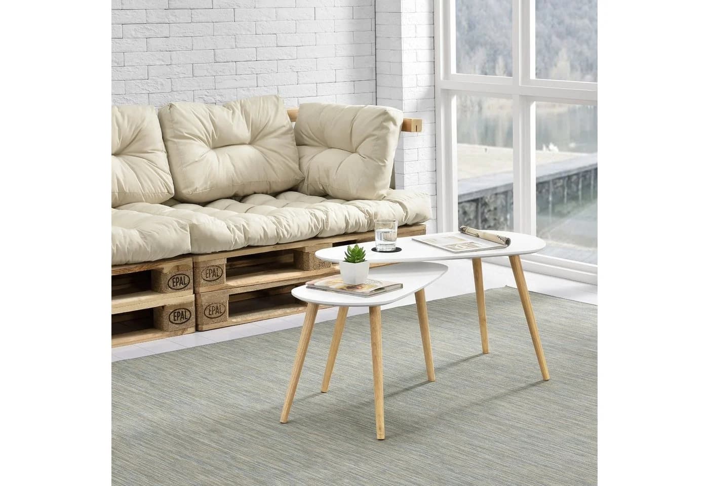 en.casa Couchtisch-Set »Langesund« 2er Set Beistelltisch Weiß