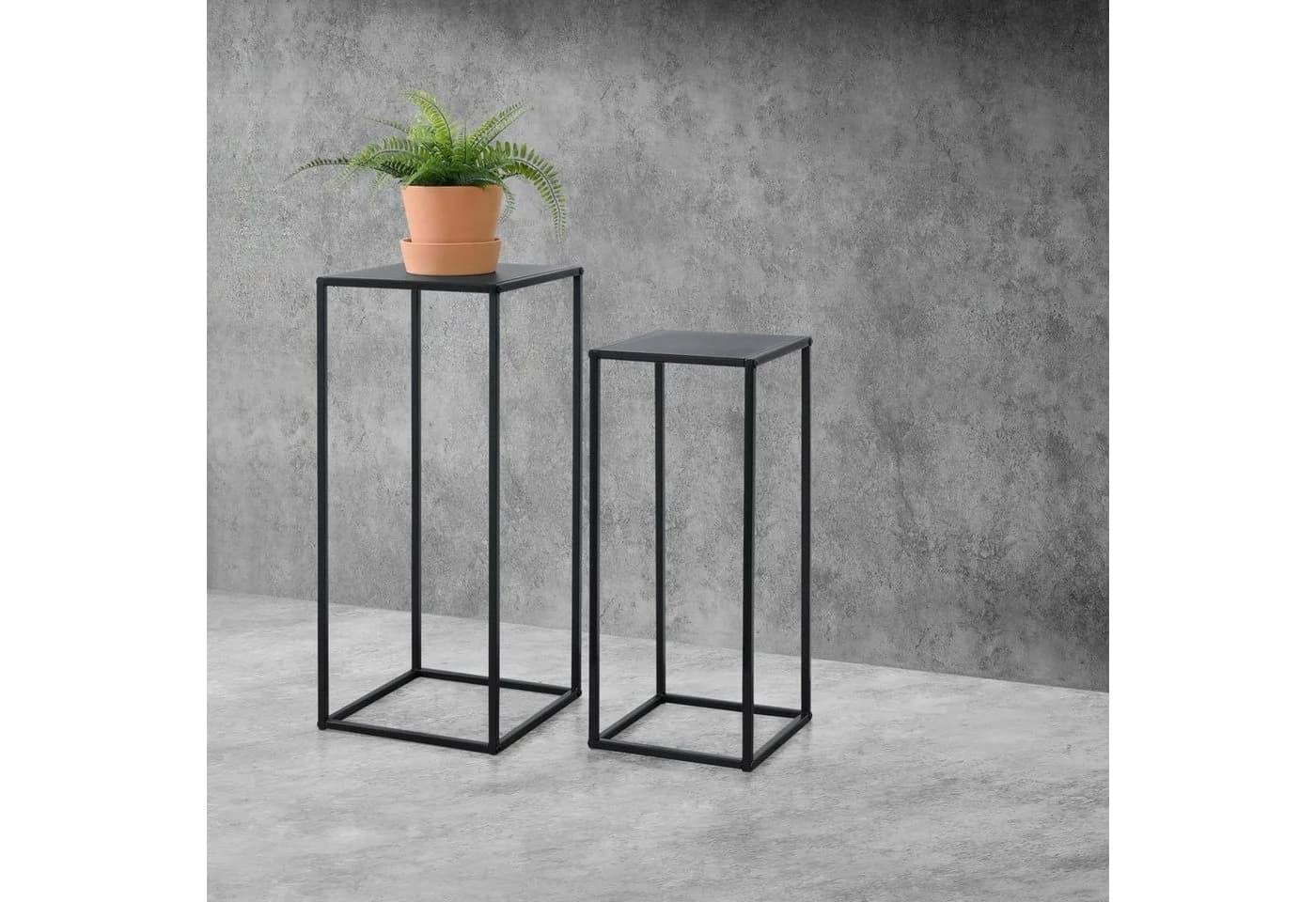 en.casa Beistelltisch Metall 2er Set Säulentische Schwarz