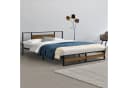 en.casa Metallbett Villach Stahlrahmen Schwarz Walnuss-Optik Bild 1