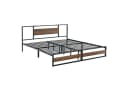 en.casa Metallbett Villach Stahlrahmen Schwarz Walnuss-Optik Bild 2