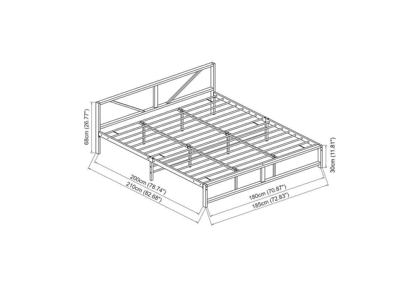 en.casa Metallbett Meran Bettgestell Schwarz mit Lattenrost - Bild 4