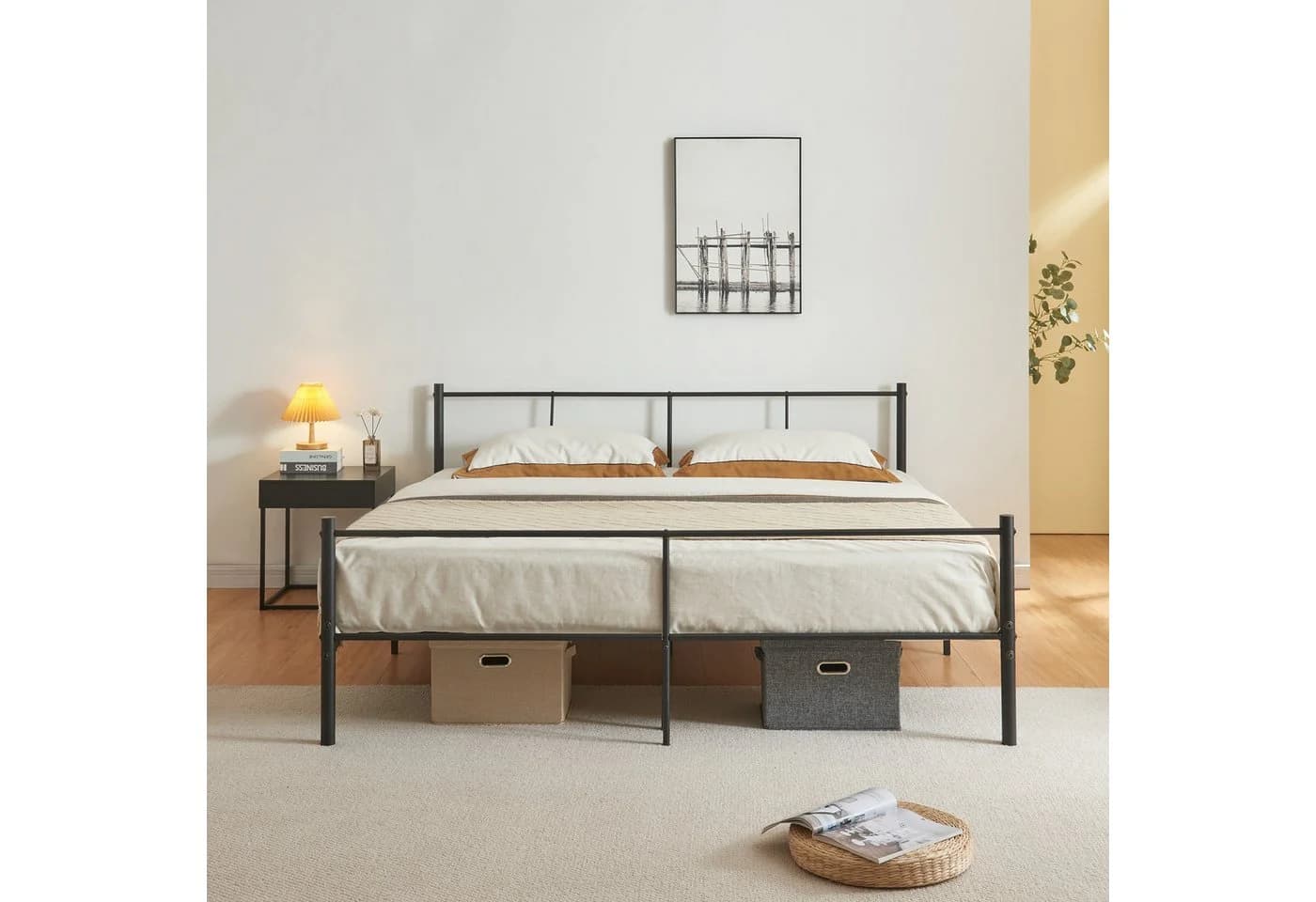 en.casa Metallbett »Laos« Schwarz Stahl - Bild 3