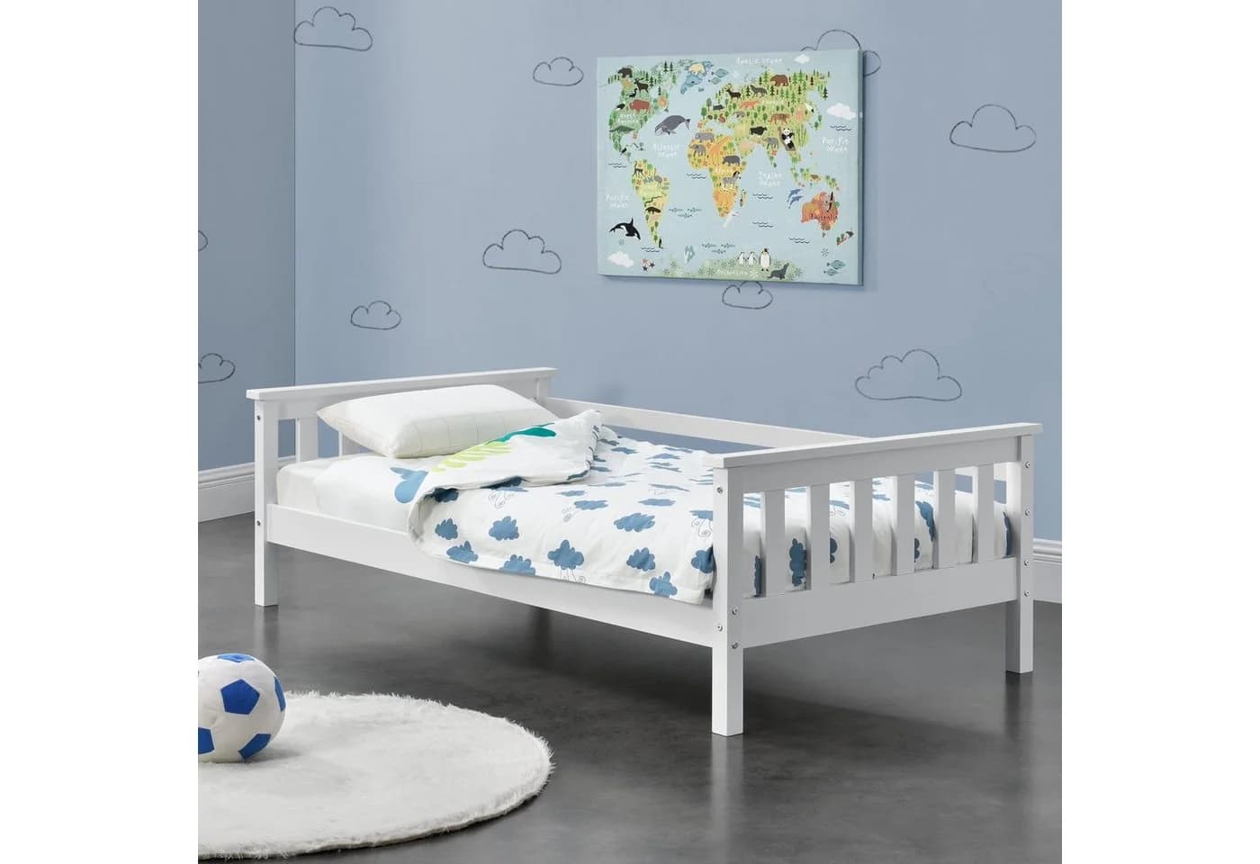 en.casa Kinderbett »Nuuk« mit Stauraum 80x160 cm Kiefernholz Weiß - Bild 2