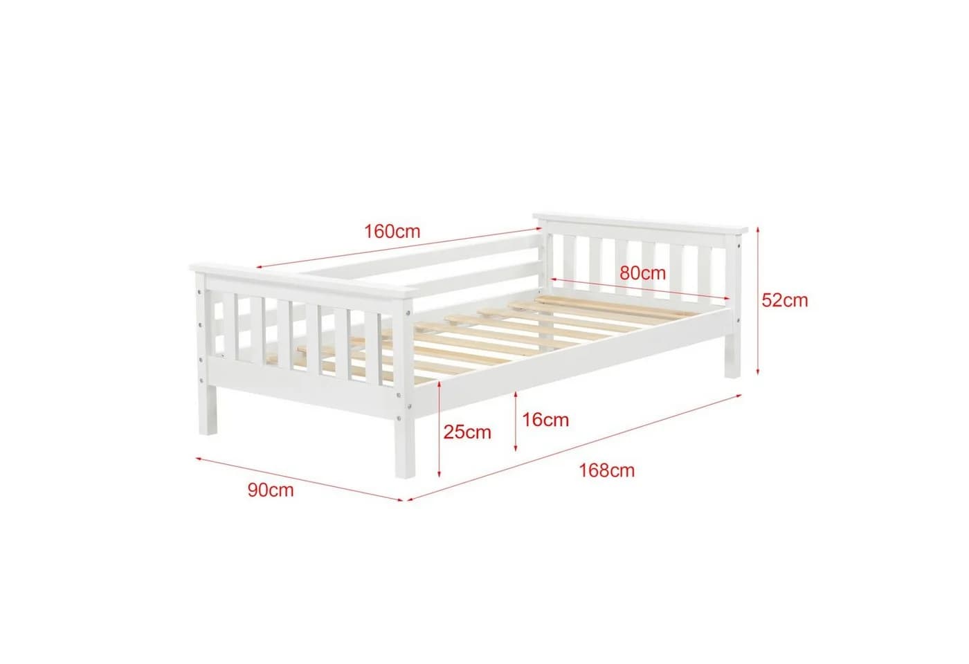 en.casa Kinderbett »Nuuk« mit Stauraum 80x160 cm Kiefernholz Weiß - Bild 3