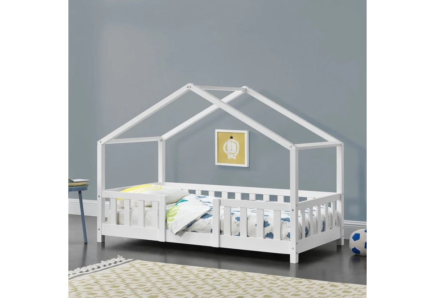 en.casa Kinderbett Treviolo Haus-Optik Weiß