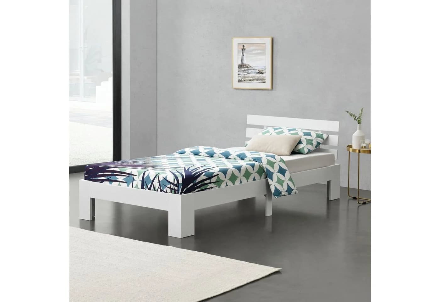 en.casa Holzbett Nivala Weiß Kiefernholz Modern