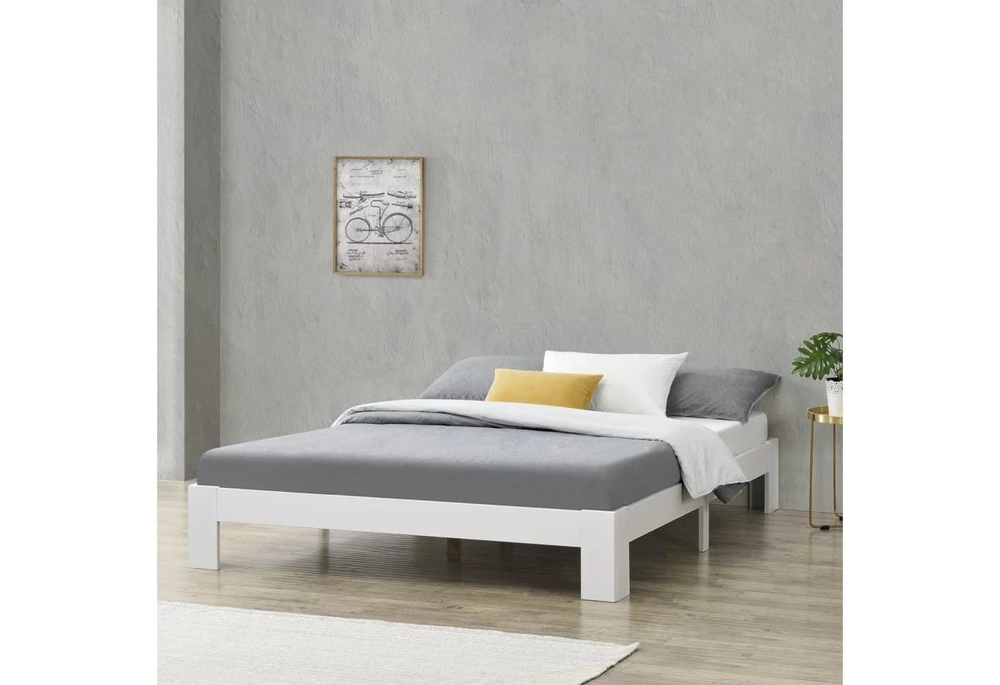 en.casa Holzbett Raisio Doppelbett 160x200 cm Weiß