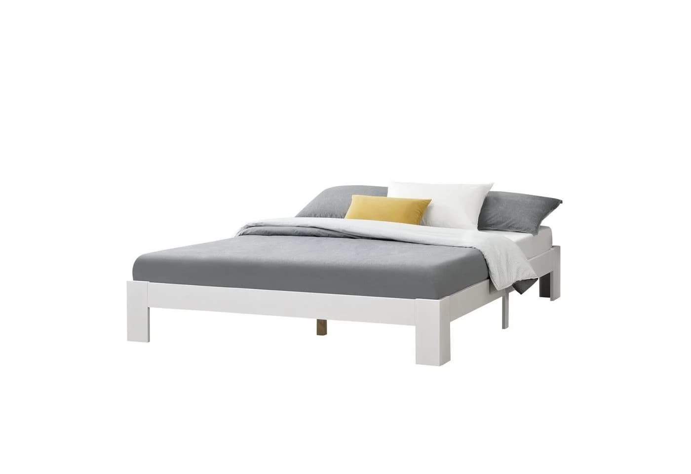 en.casa Holzbett Raisio Doppelbett 160x200 cm Weiß - Bild 2