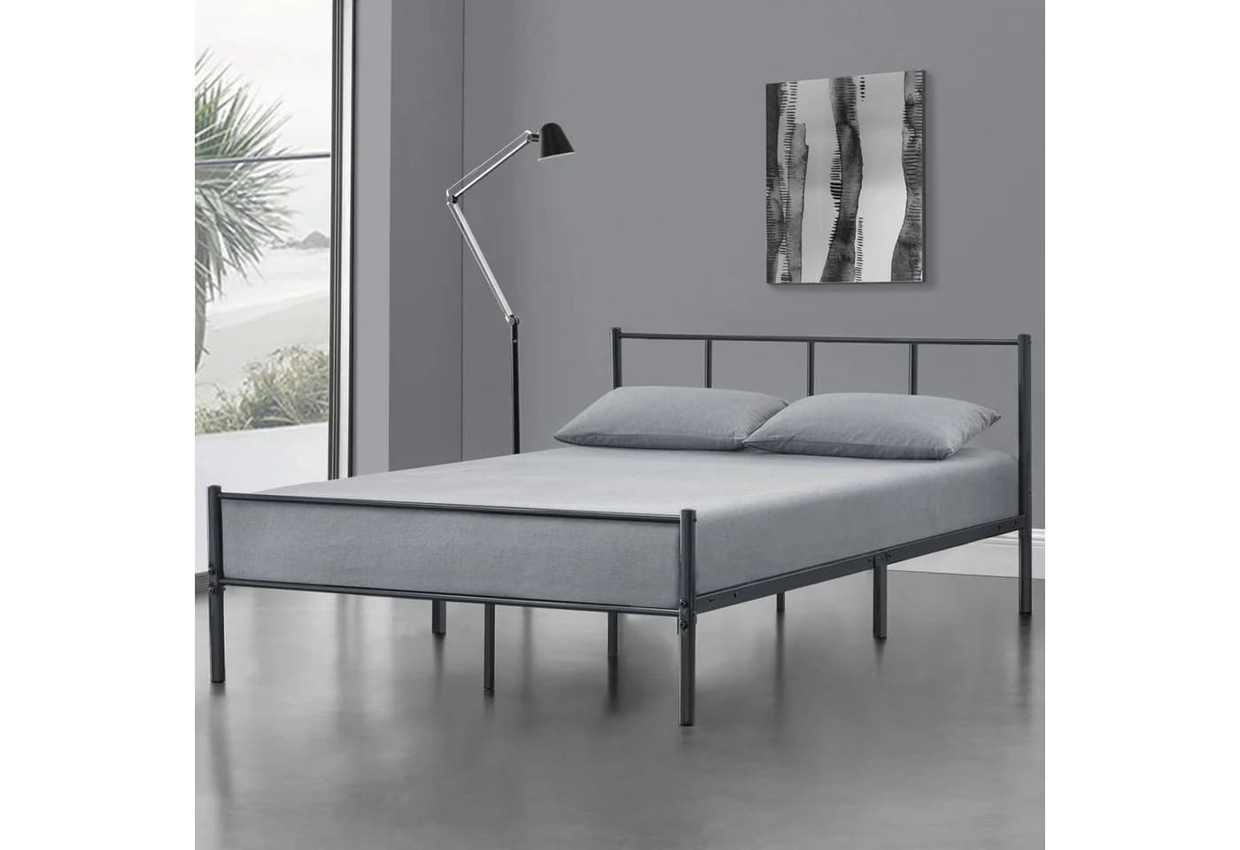 en.casa Metallbett Laos 120x200 cm Dunkelgrau