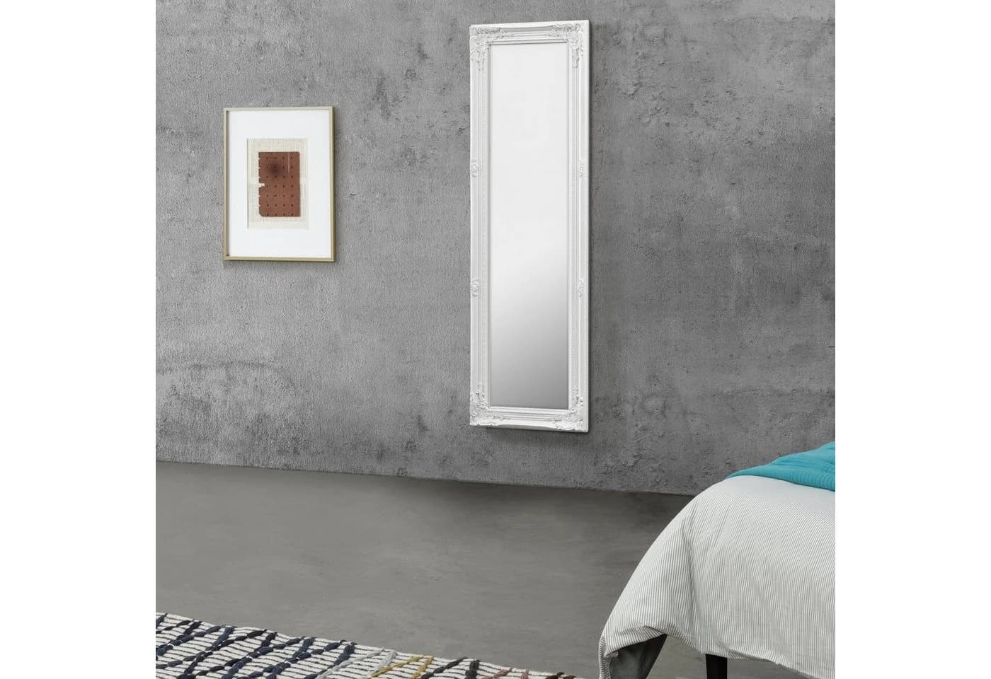 en.casa Wandspiegel Livorno Weiß Antik Barock Ganzkörperspiegel