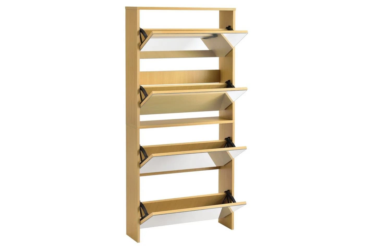 en.casa Schuhschrank Vogar 4 verspiegelte Türen Buche-Optik - Bild 4