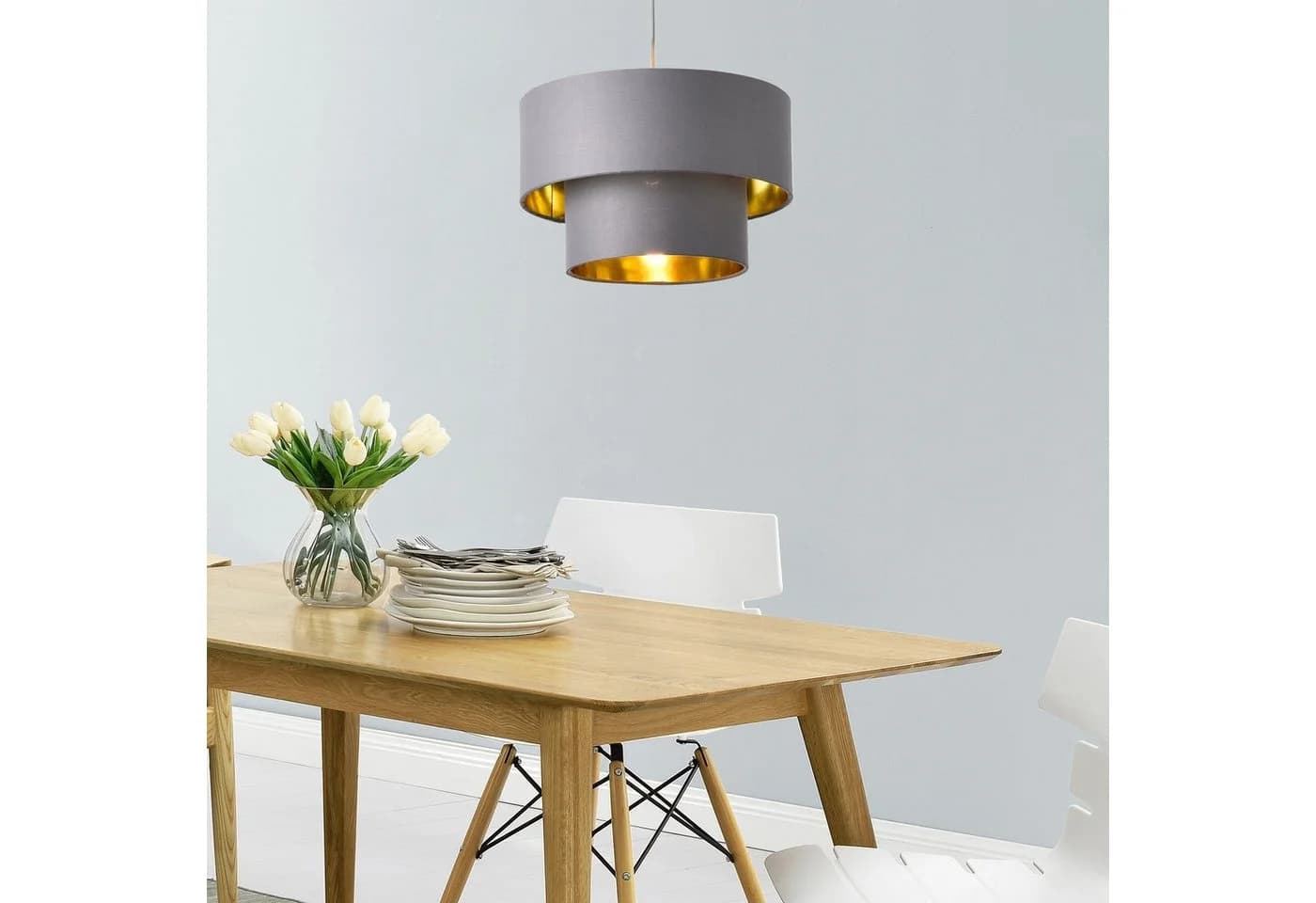 lux.pro Hängeleuchte Lopar Deckenleuchte 30cm grau/gold