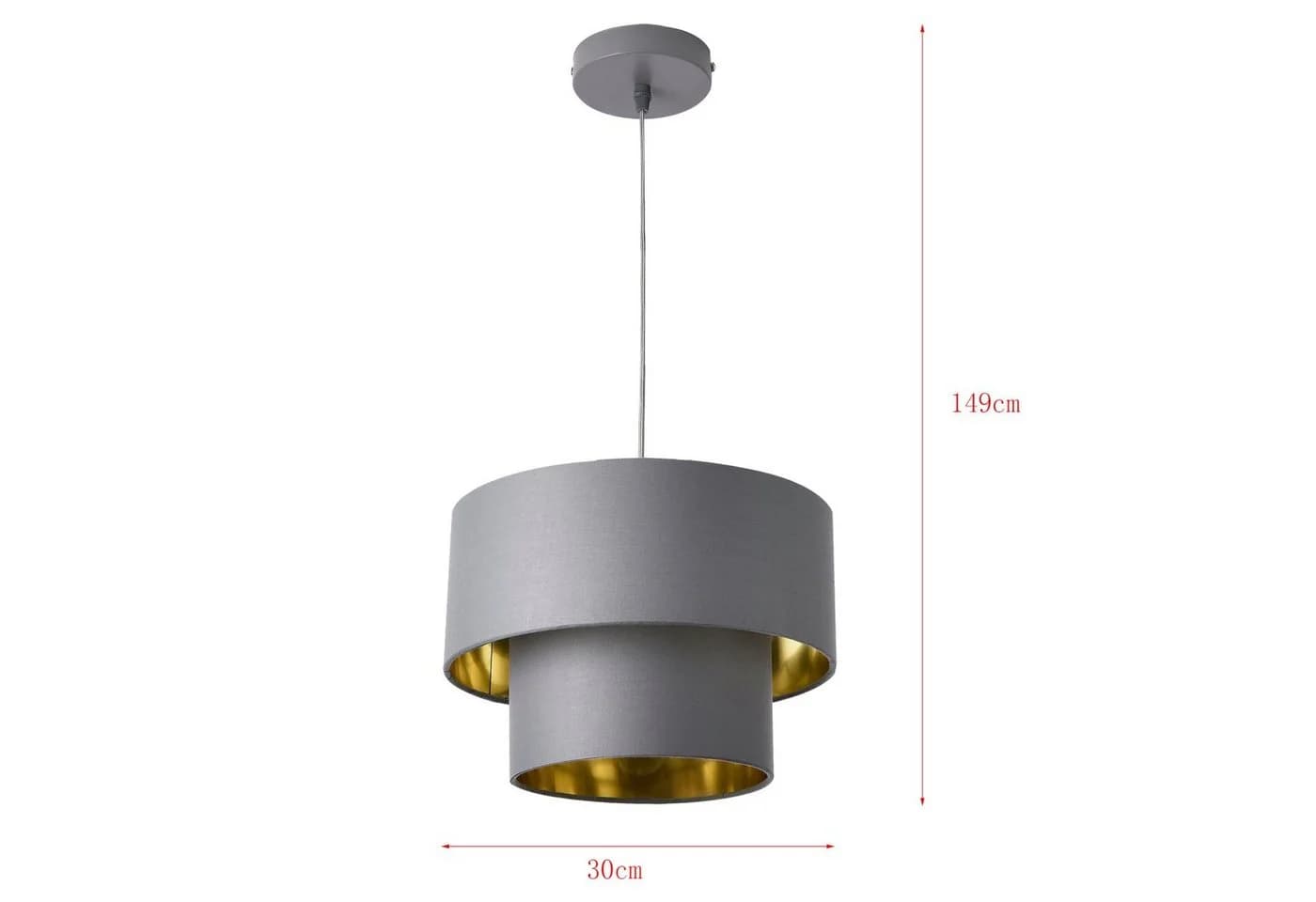 lux.pro Hängeleuchte Lopar Deckenleuchte 30cm grau/gold - Bild 4