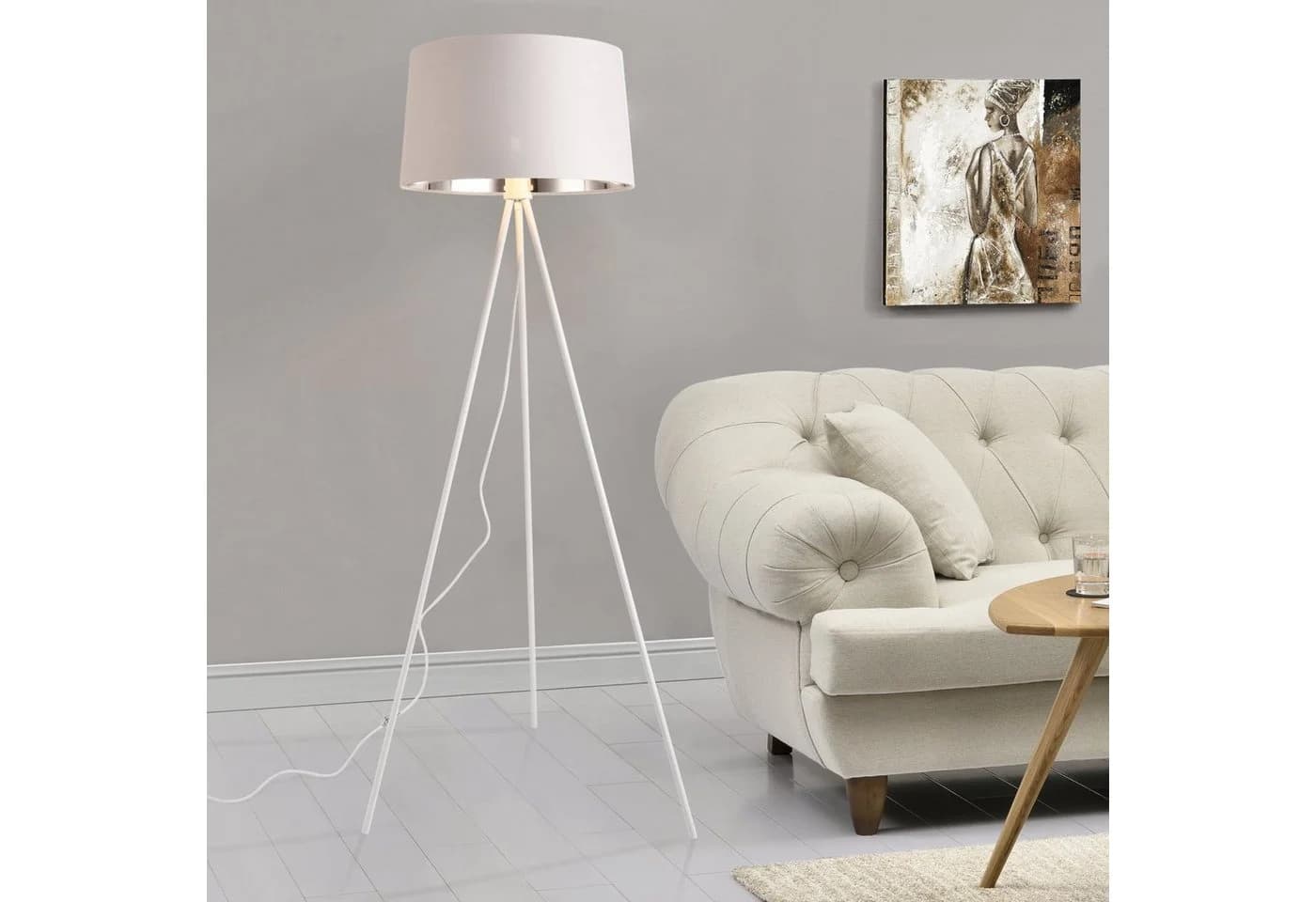 lux.pro Stehlampe Manchester Weiß Metall 3-Fuß Design