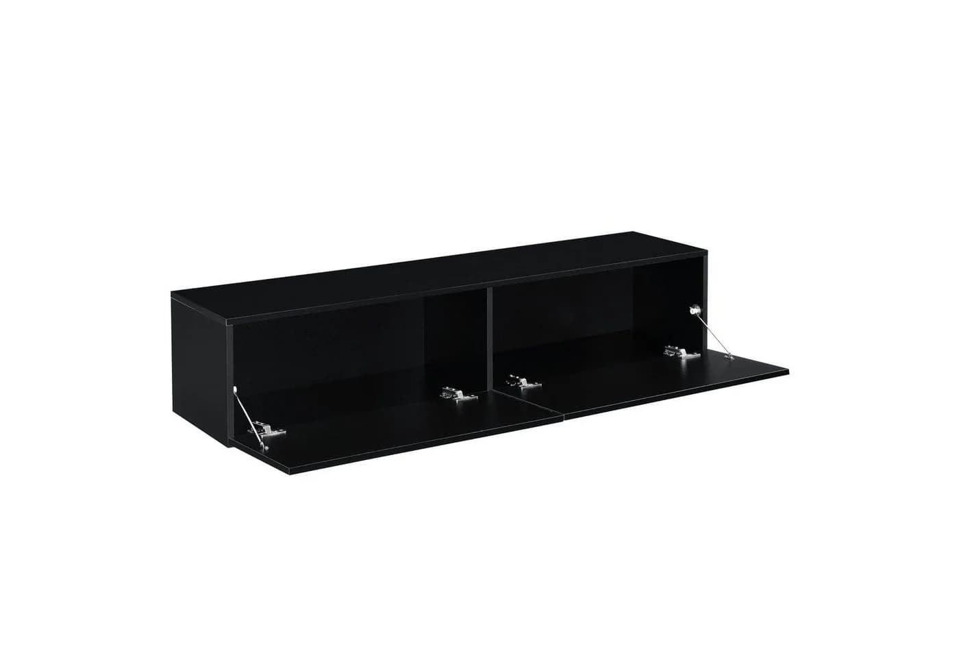en.casa Hängeschrank Evaton TV Lowboard 140cm Schwarz Hochglanz - Bild 4