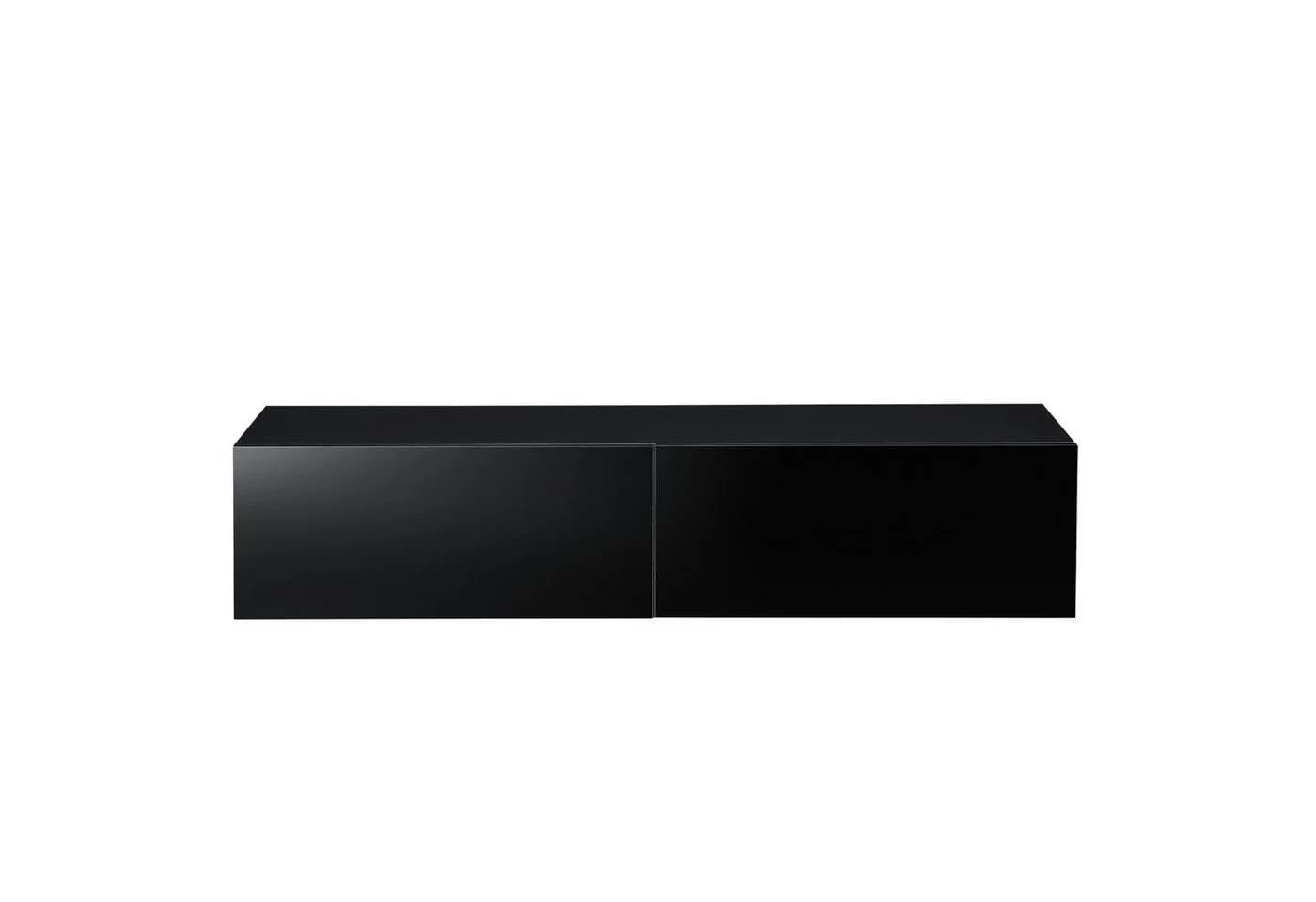 en.casa Hängeschrank Evaton TV Lowboard 140cm Schwarz Hochglanz - Bild 5