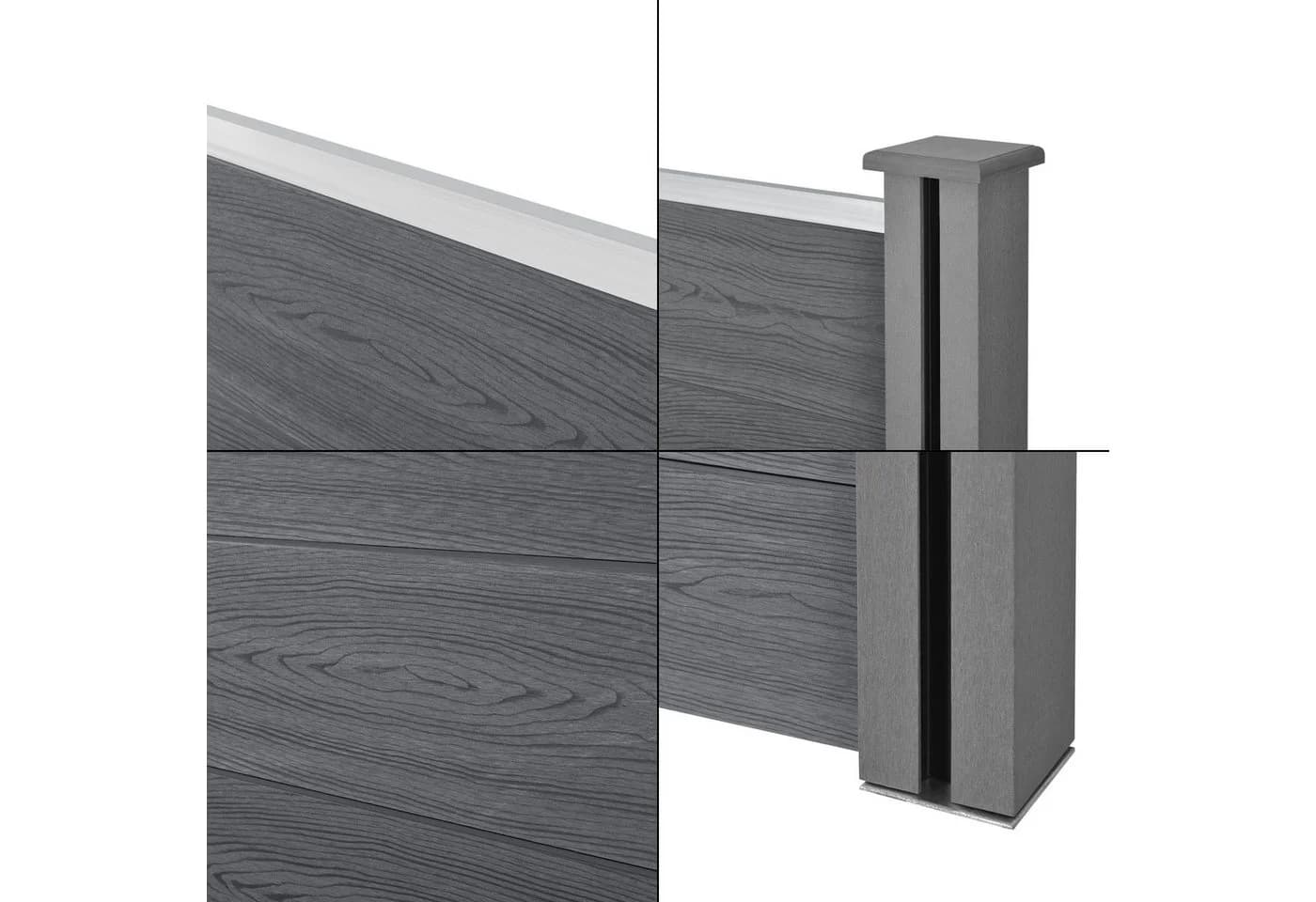 neu.holz WPC Sichtschutzzaun Utrera Grau mit Schräge - Bild 5
