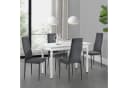 en.casa Essgruppe 5-tlg. Honningsvåg Tisch weiß & 4 Stühle grau Bild 1