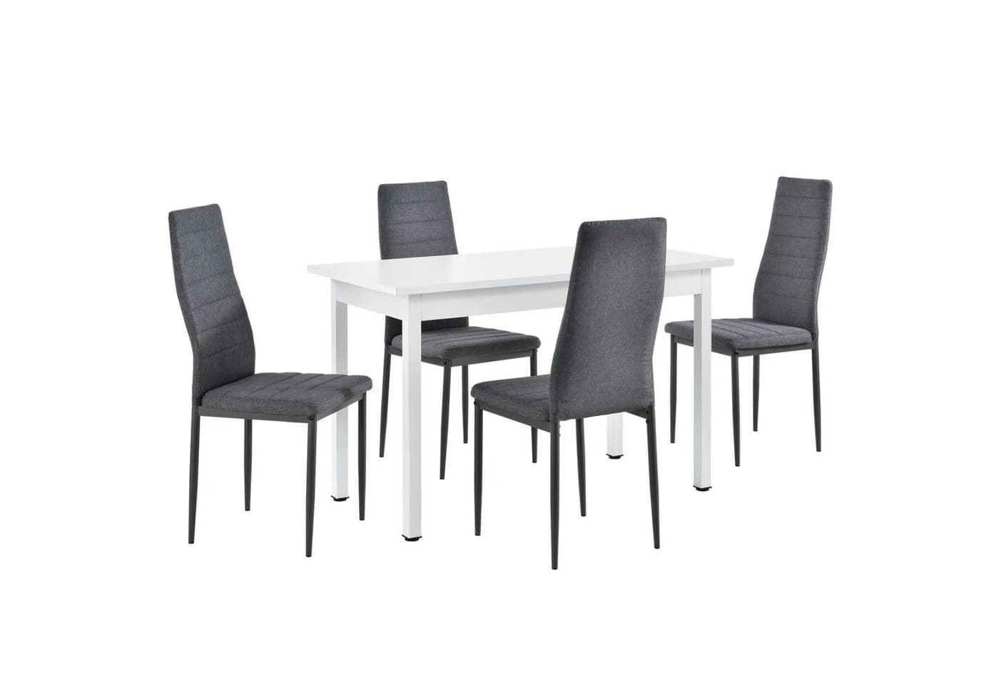 en.casa Essgruppe 5-tlg. Honningsvåg Tisch weiß & 4 Stühle grau - Bild 2