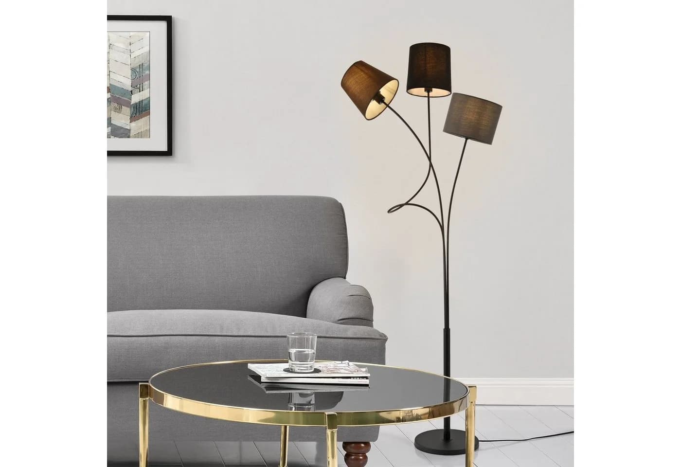 lux.pro Stehlampe Twist 3-flammig Schwarz/Braun/Grau - Bild 4
