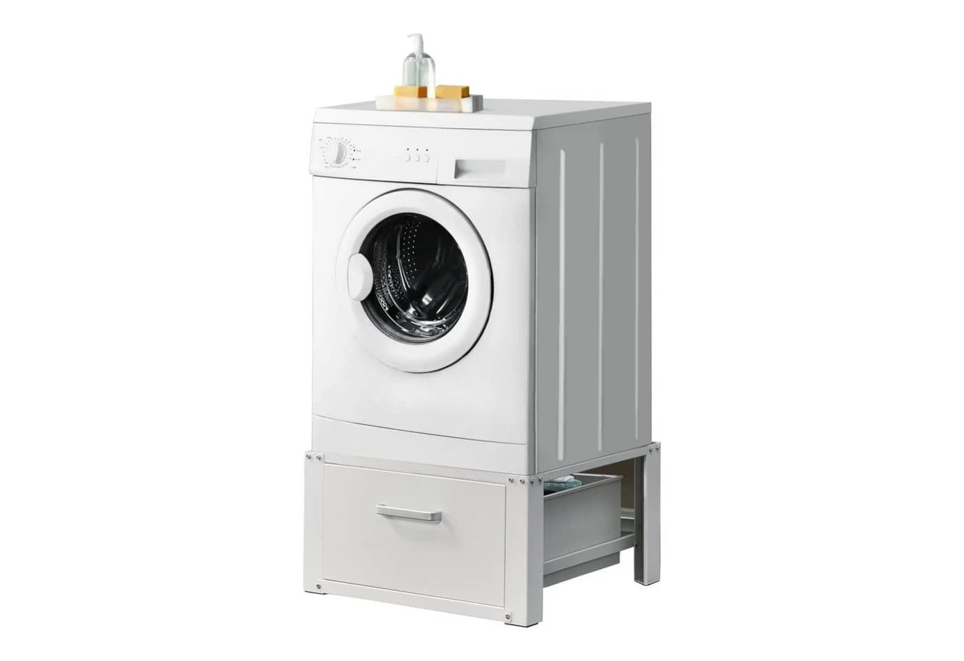 en.casa Waschmaschinenunterschrank Comfortixx Weiß mit Schublade - Bild 2