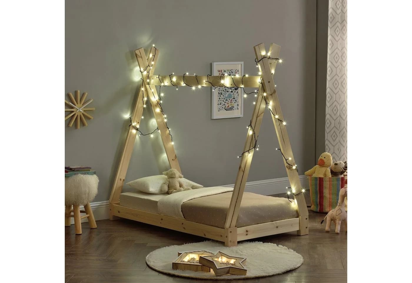 en.casa Kinderbett Onejda Tipi Kiefernholz Natur - Bild 3