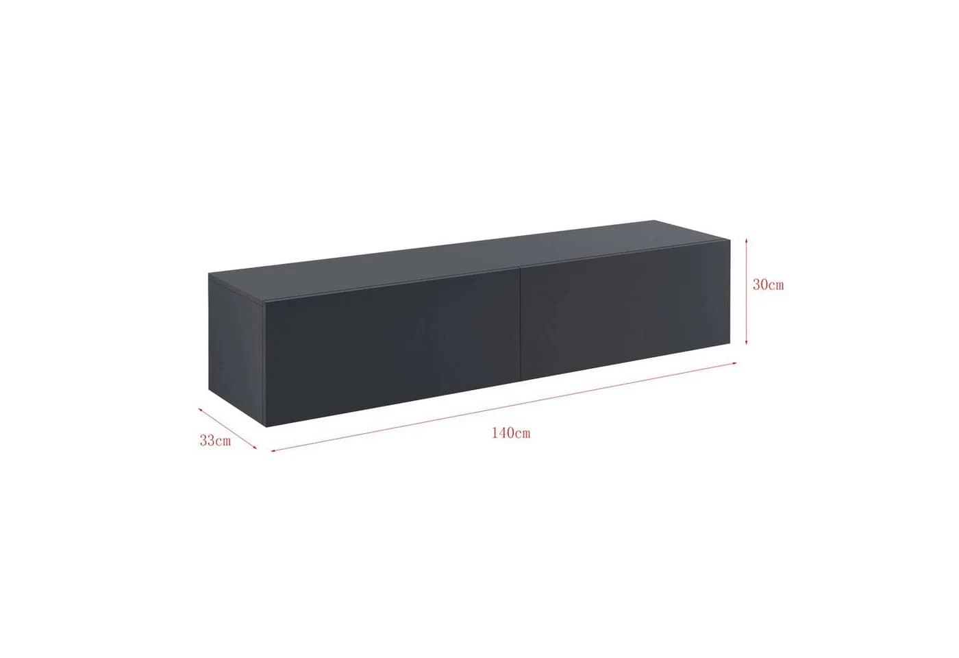 en.casa Hängeschrank Evaton TV Lowboard 140cm Dunkelgrau Matt - Bild 3