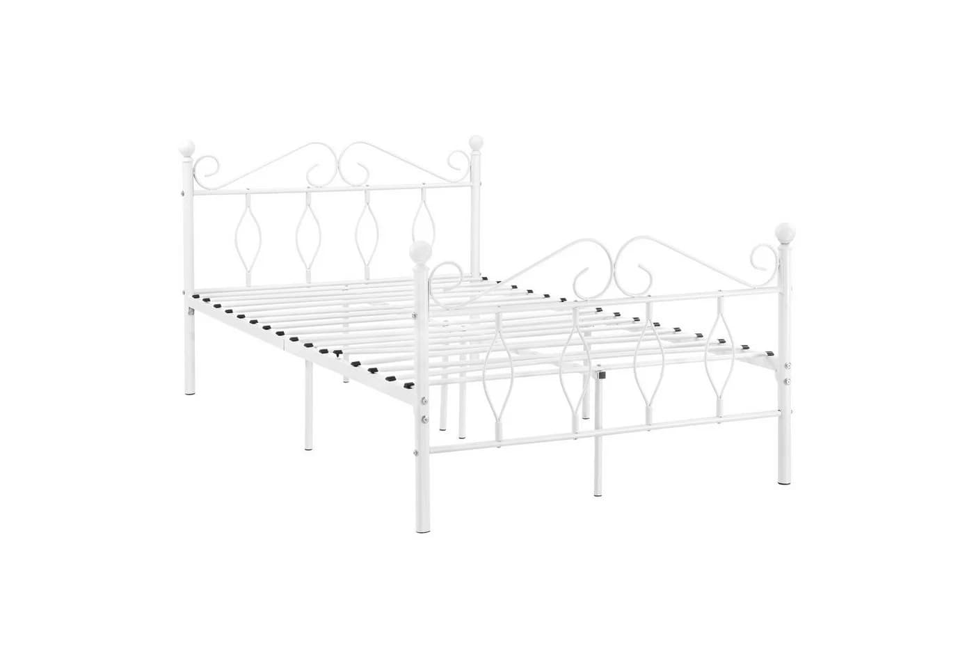 en.casa Metallbett Apolda Weiß Gästebett mit Lattenrost - Bild 2