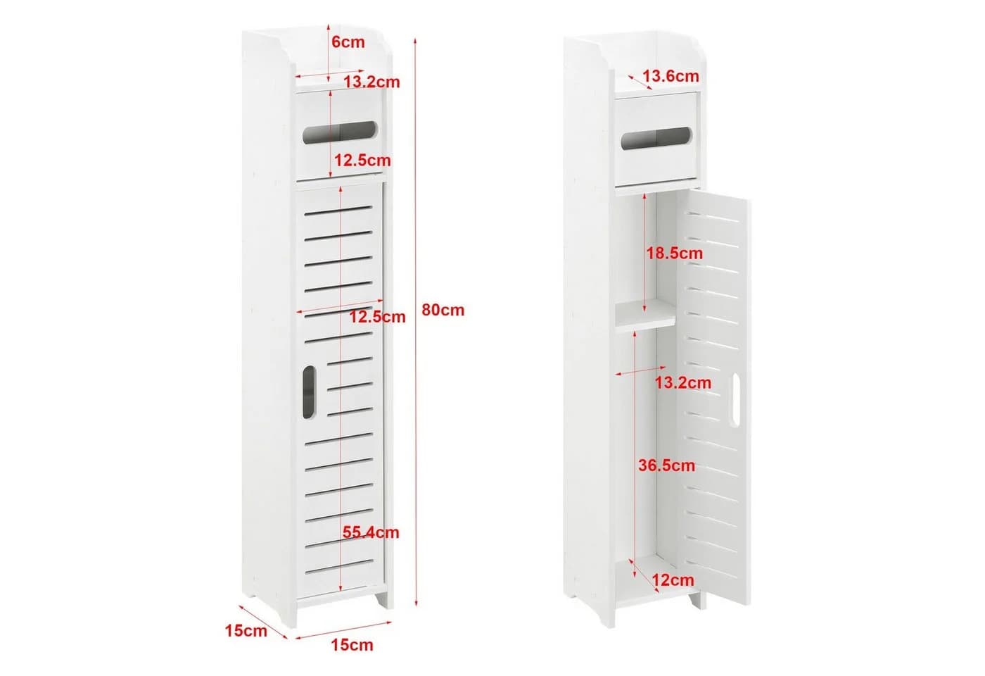 en.casa Toilettenpapierhalter »Leoben« Badregal mit Ablagefach Badschrank weiß - Bild 3