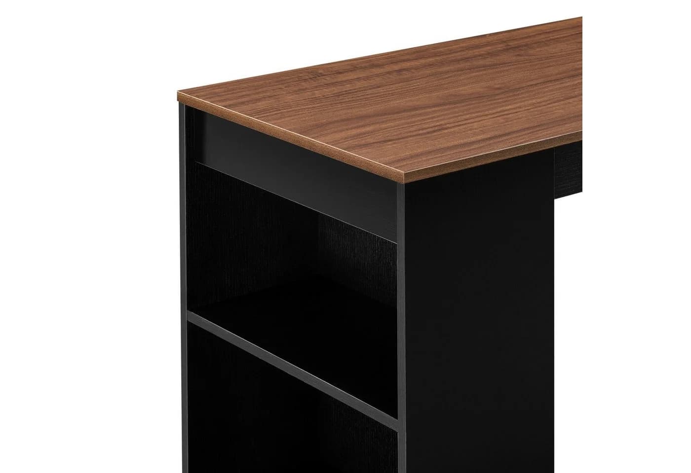 en.casa Bartisch Kouvola Bartheke mit Ablagefach Schwarz/Walnuss - Bild 5