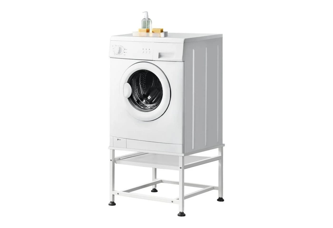 en.casa Waschmaschinen-Sockel »Florimont« Weiß Stahl Untergestell - Bild 2
