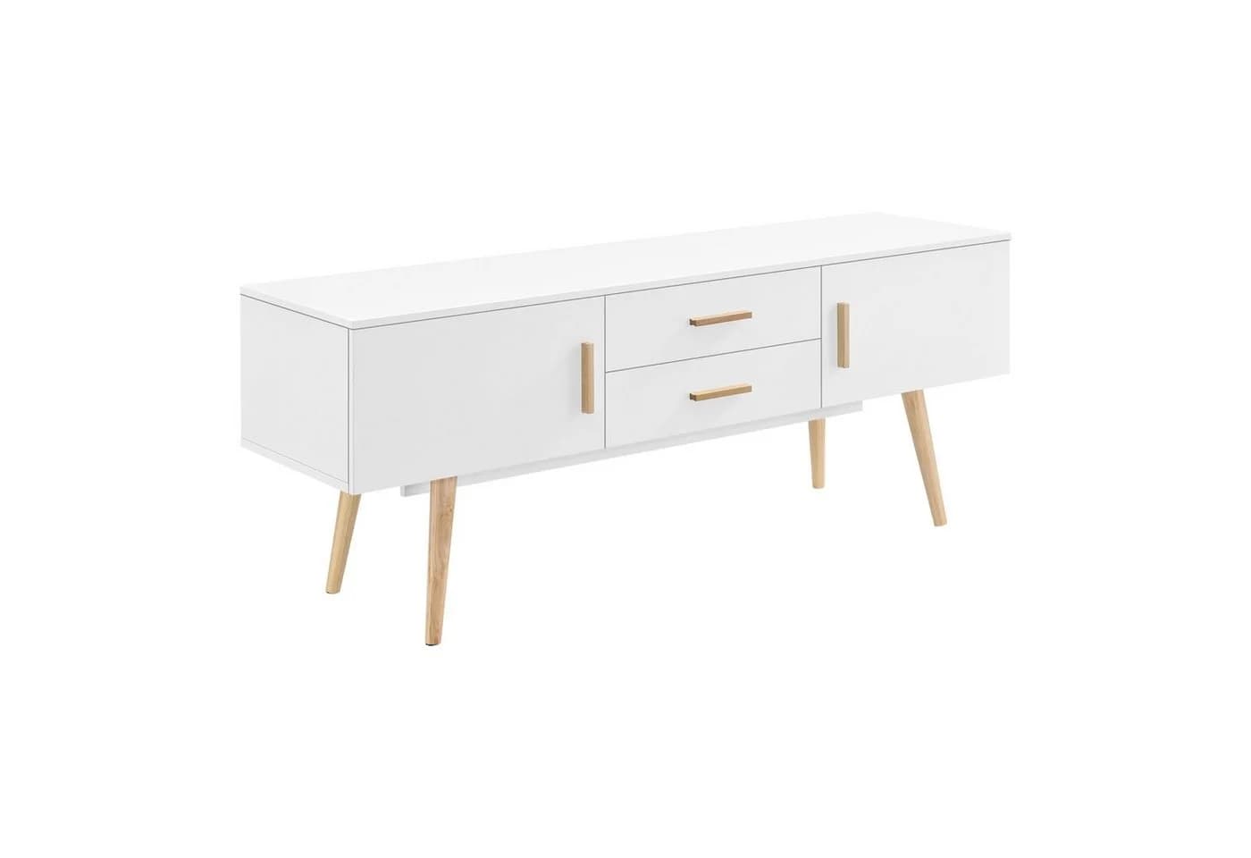 en.casa TV-Board Alavus 140cm 2 Türen 2 Schubladen Weiß - Bild 3