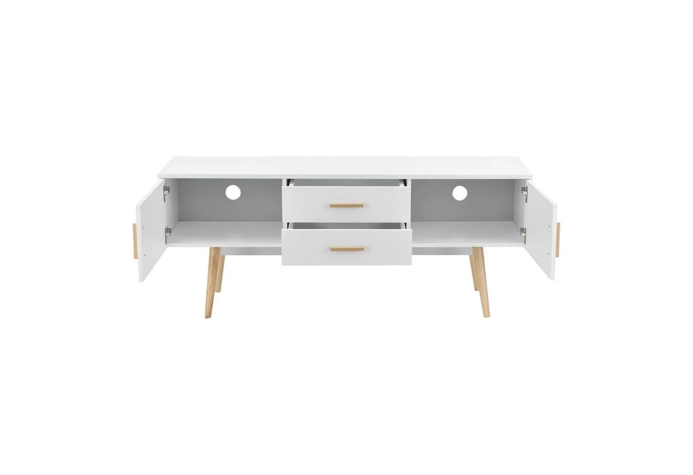 en.casa TV-Board Alavus 140cm 2 Türen 2 Schubladen Weiß - Bild 5