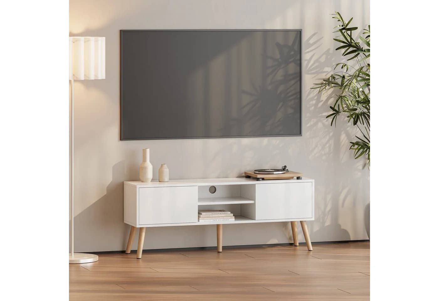 en.casa Lowboard Eskilstuna Fernsehtisch Weiß 120cm - Bild 2