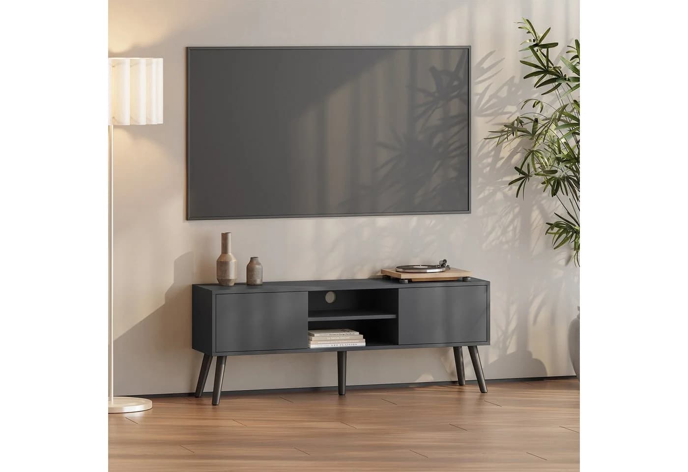 en.casa Lowboard Fernsehtisch Eskilstuna 120x29,5x46,5cm Dunkelgrau - Bild 2