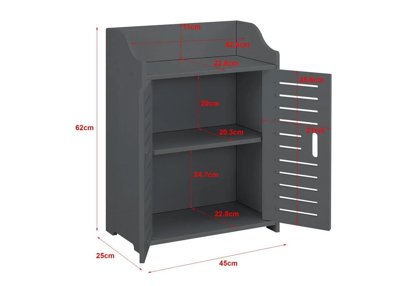 en.casa Unterschrank »Trosa« Badezimmer Wandschrank Dunkelgrau - Bild 4