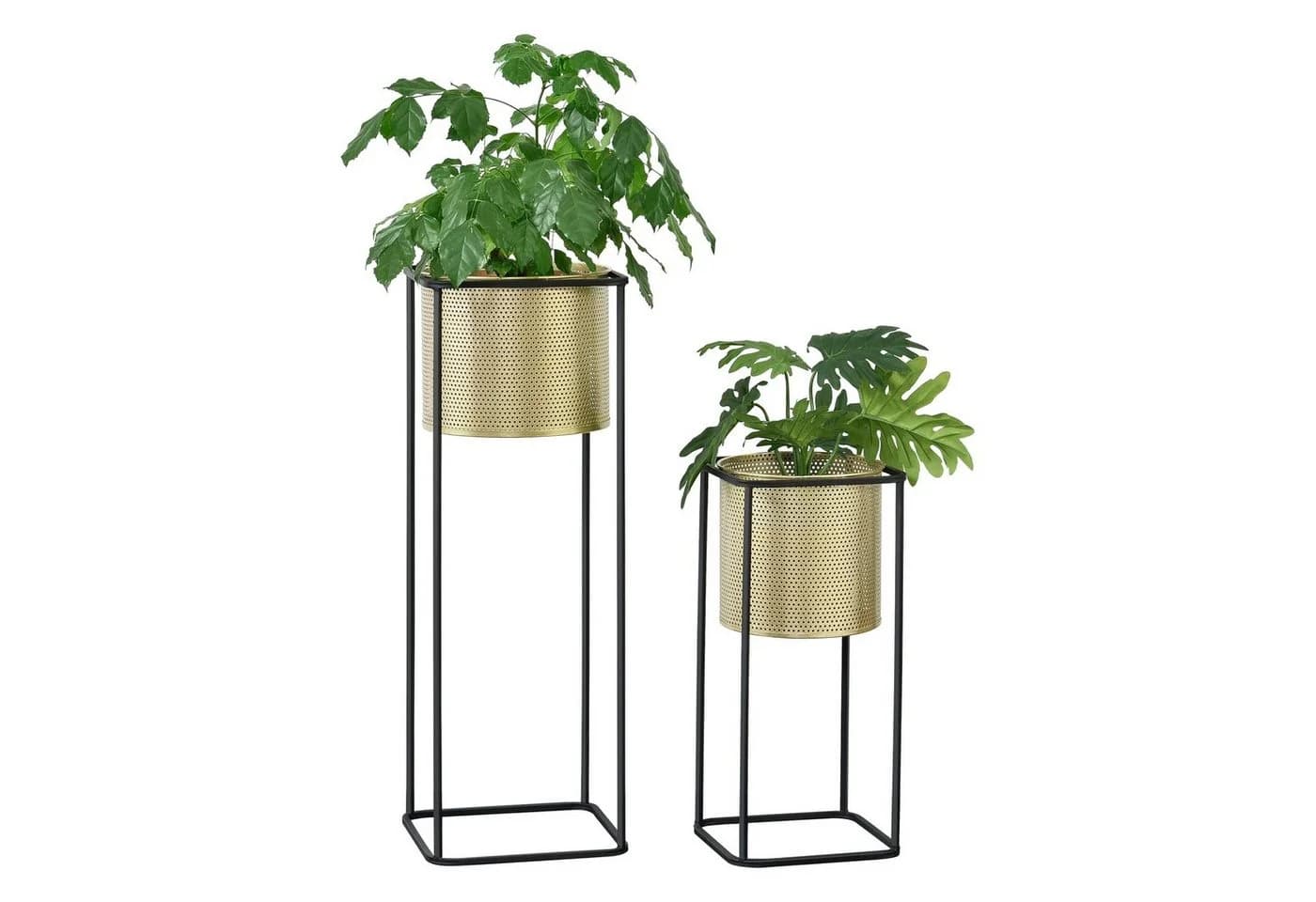 en.casa Blumenständer 2er-Set Metall Goldfarben/Schwarz - Bild 2