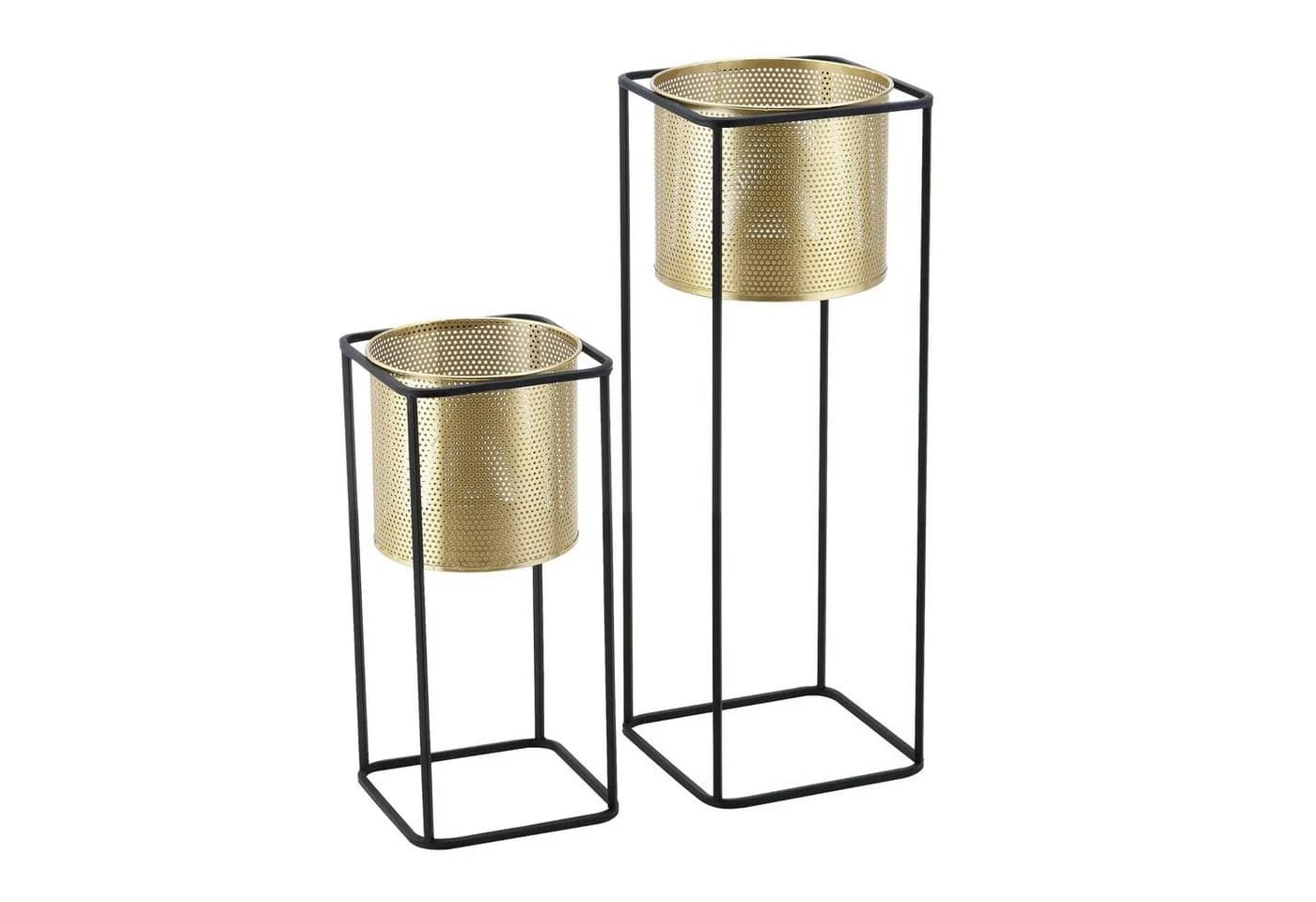 en.casa Blumenständer 2er-Set Metall Goldfarben/Schwarz - Bild 3