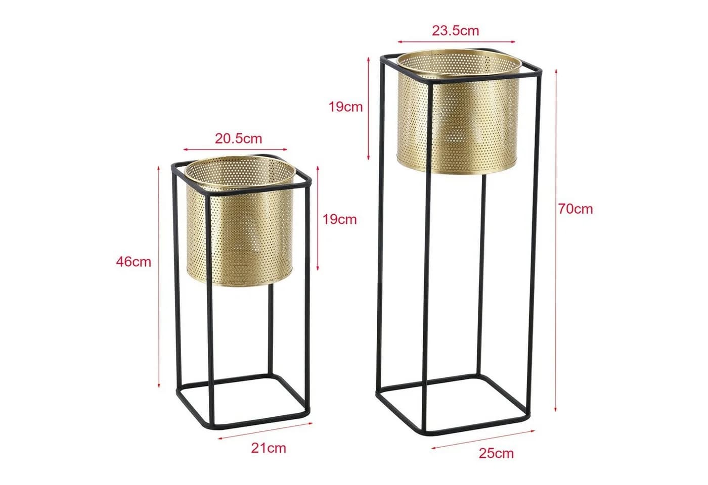 en.casa Blumenständer 2er-Set Metall Goldfarben/Schwarz - Bild 4