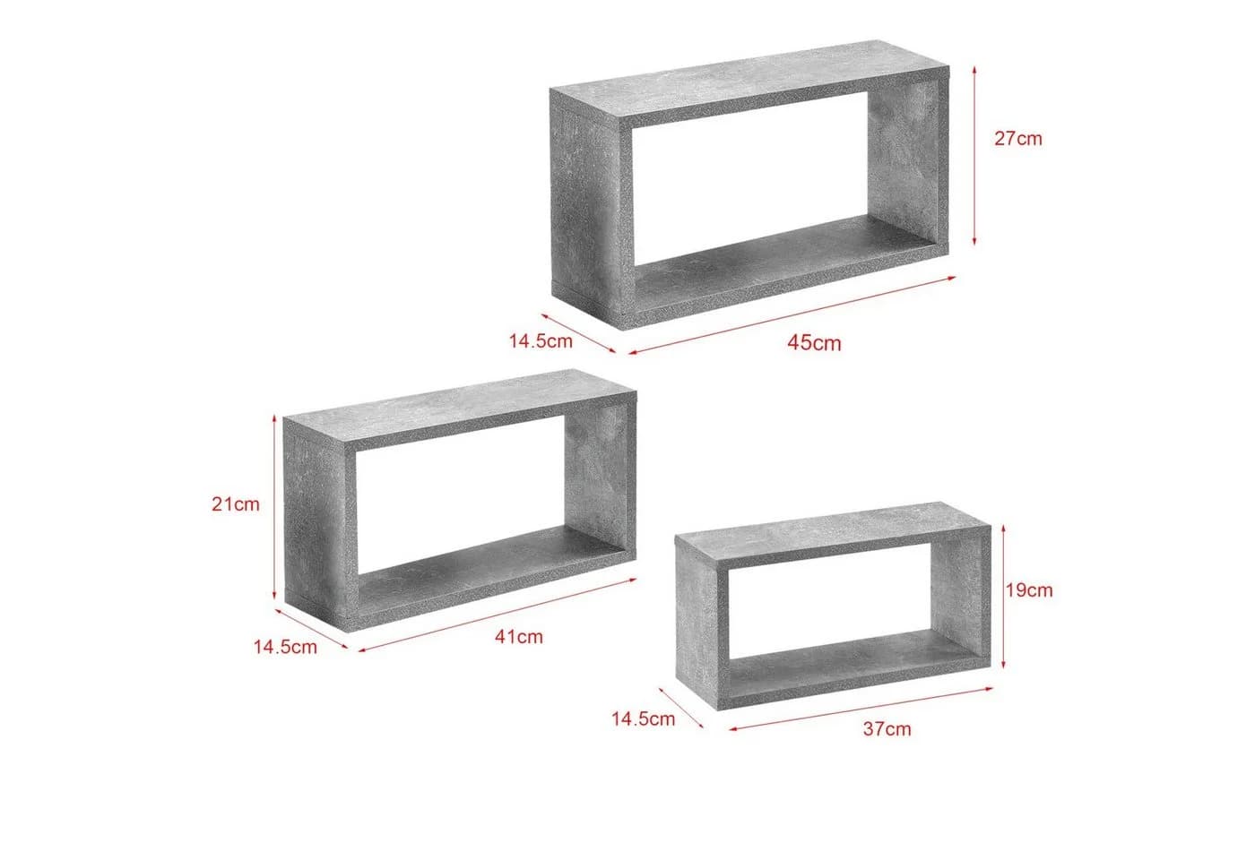 en.casa Wandregal »Mandal« 3-teilig Betonoptik - Bild 4