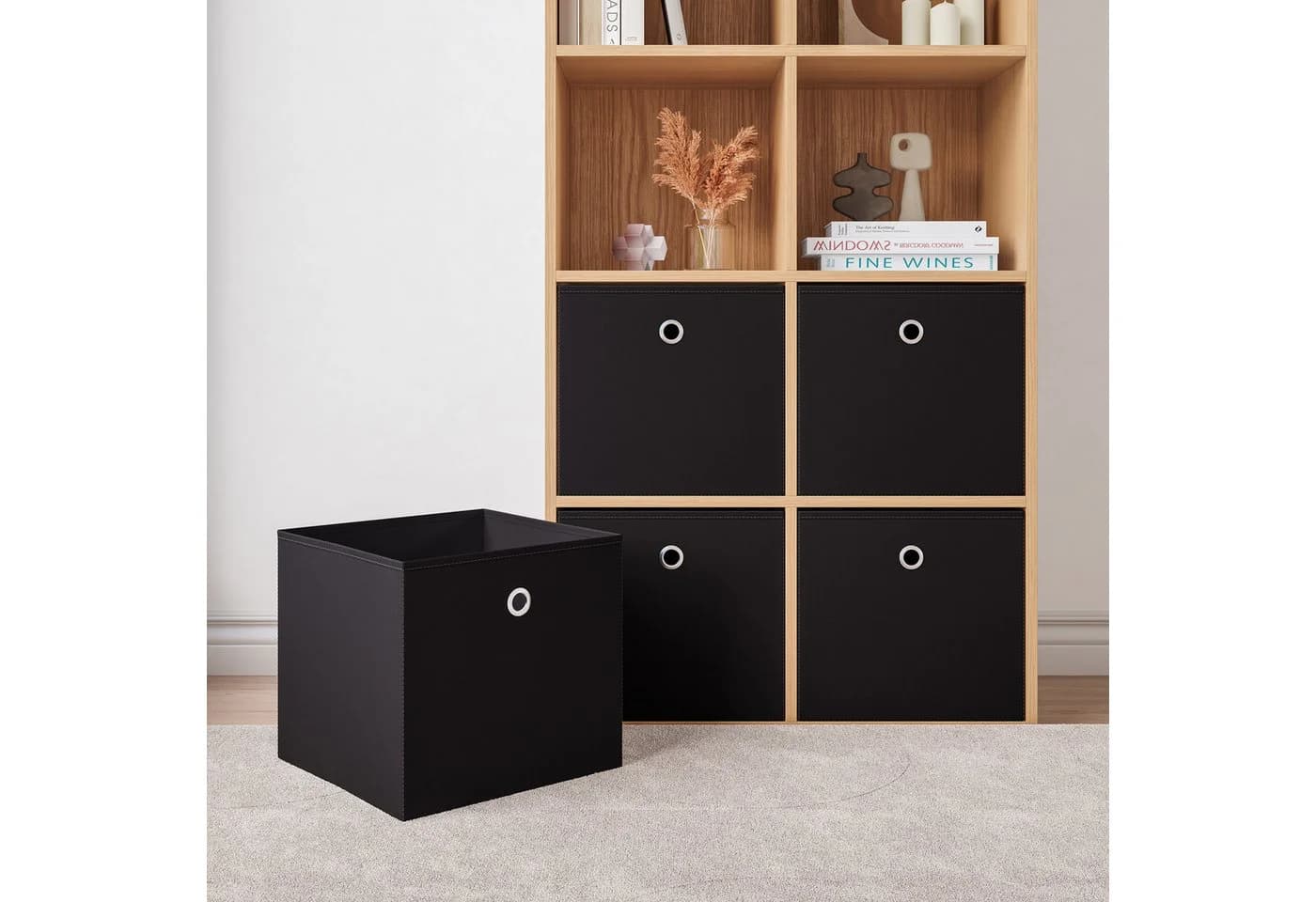 en.casa Faltbox 10er Set Schwarz Vlies Aufbewahrungsbox