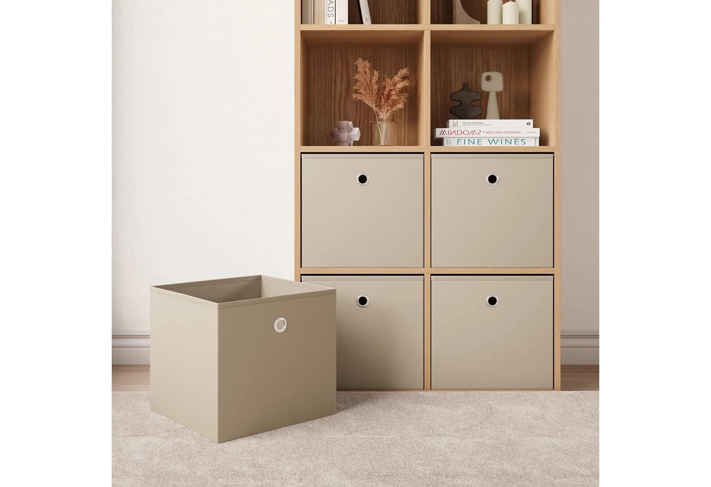 en.casa Faltbox 10er Set Aufbewahrungsbox 30x30x28cm Beige