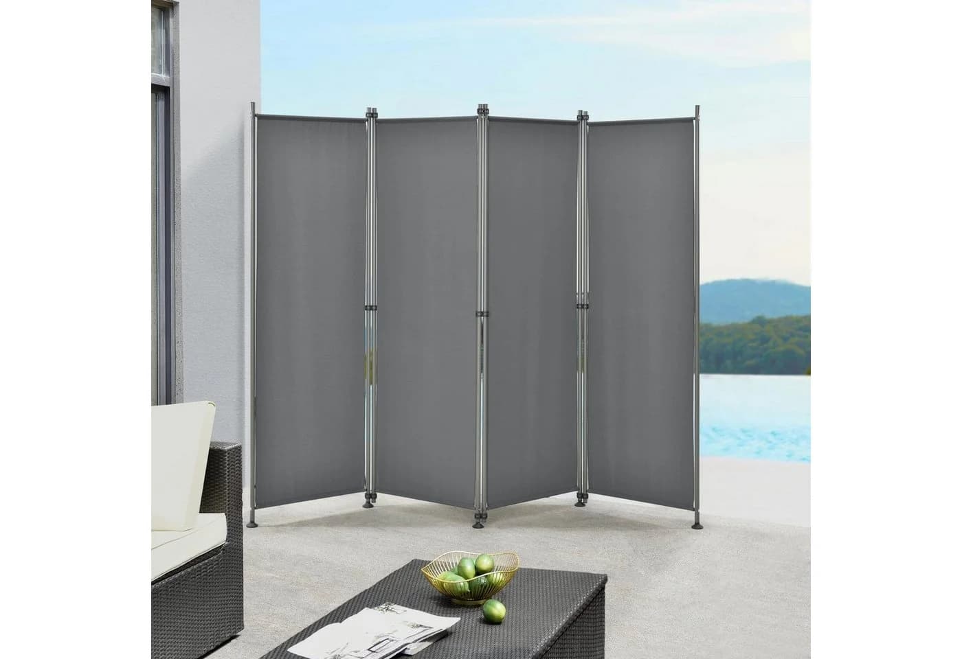 pro.tec Paravent »Modica« Trennwand Outdoor Sichtschutz 170x215cm Mittelgrau