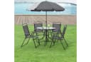 en.casa Gartenlounge-Set 6-tlg. Dunkelgrau mit Sonnenschirm Bild 1