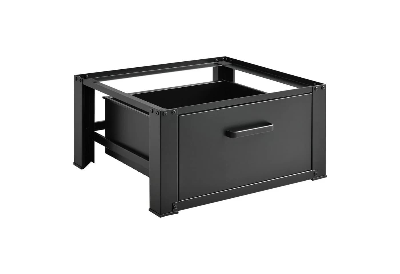 en.casa Waschmaschinenunterschrank Comfortixx Schwarz mit Schublade