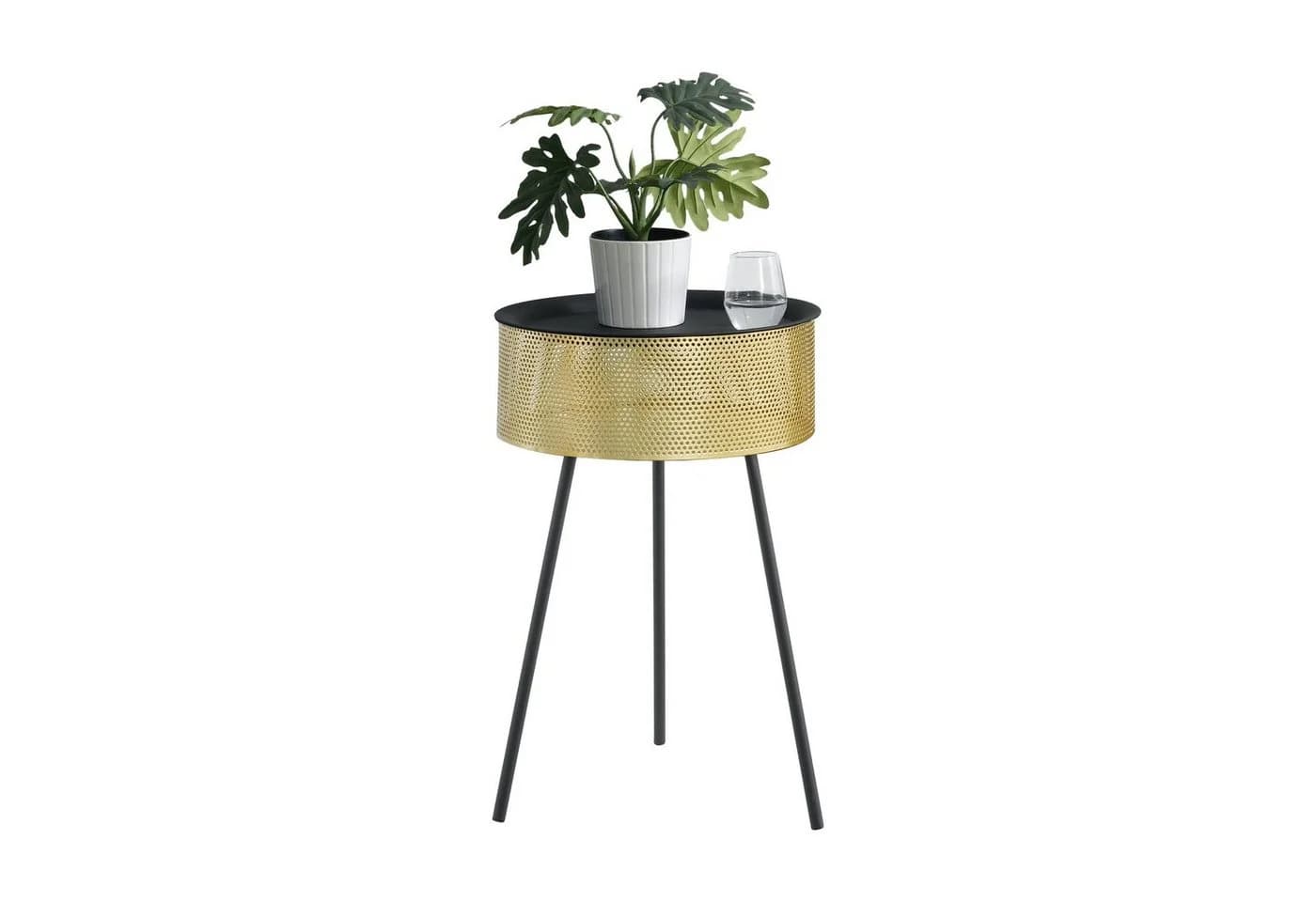 en.casa Beistelltisch Gällivare Korbtisch Metall Gold Schwarz - Bild 2