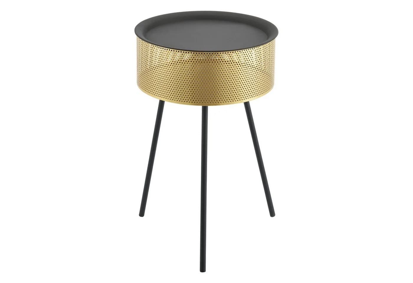 en.casa Beistelltisch Gällivare Korbtisch Metall Gold Schwarz - Bild 3